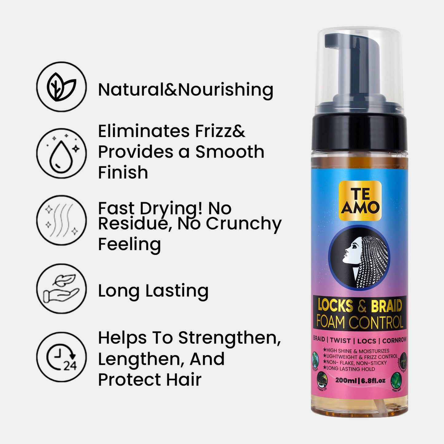 LOCKS & BRAID FOAM CONTROL 6.8 oz (Braid, Twist, Locs, Cornrow)