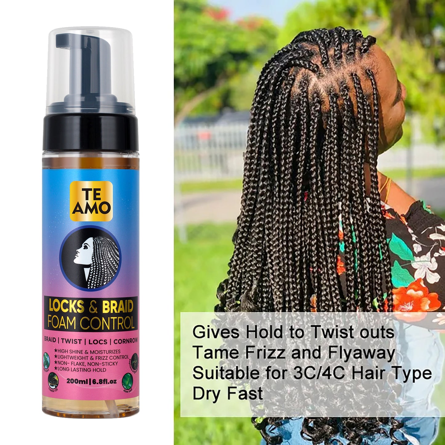LOCKS & BRAID FOAM CONTROL 6.8 oz (Braid, Twist, Locs, Cornrow)