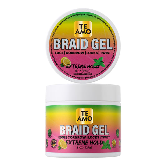 BRAID GEL (Lemon Mint)- EXTREME HOLD 8 oz by TE AMO |Edge, Cornrow, Locks, Twist|