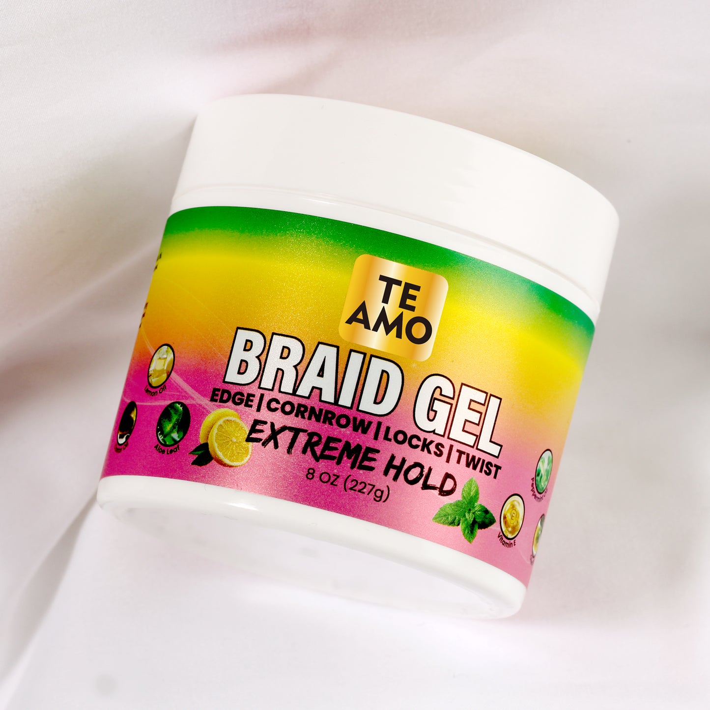 BRAID GEL (Lemon Mint)- EXTREME HOLD 16 oz by TE AMO |Edge, Cornrow, Locks, Twist|