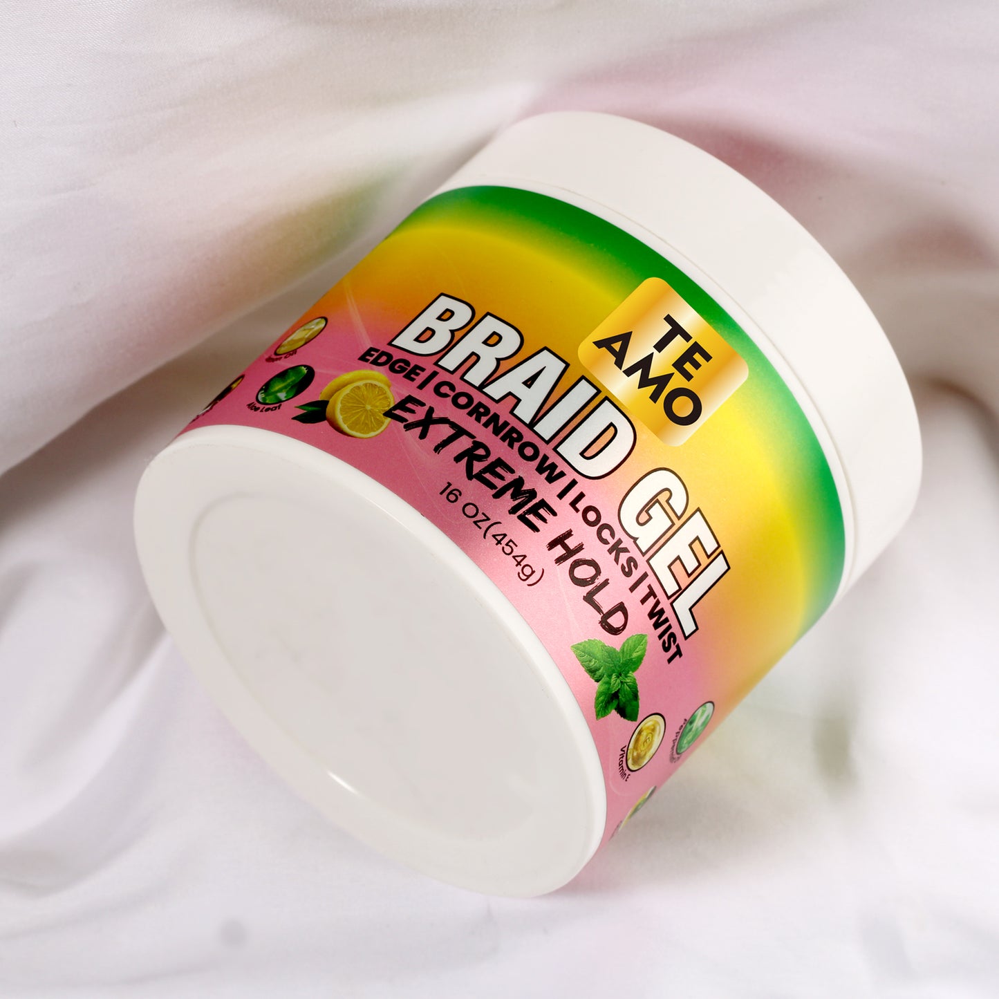 BRAID GEL (Lemon Mint)- EXTREME HOLD 16 oz by TE AMO |Edge, Cornrow, Locks, Twist|