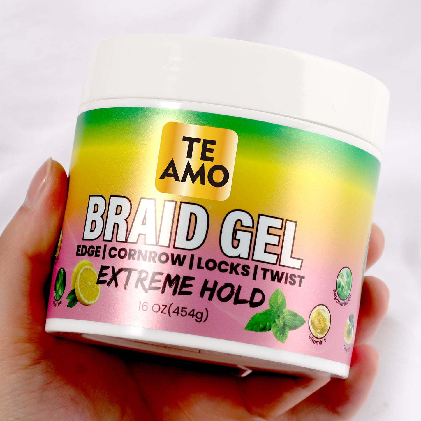 BRAID GEL (Lemon Mint)- EXTREME HOLD 16 oz by TE AMO |Edge, Cornrow, Locks, Twist|