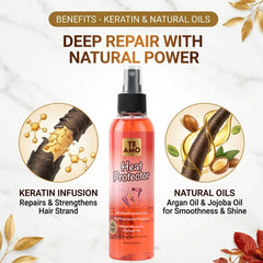 Heat Protector 6oz - PH Balanced infused with Keratin & Natural oils by TE AMO