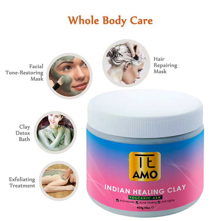 INDIAN HEALING CLAY 16 oz by TE AMO - Volcanic Ash